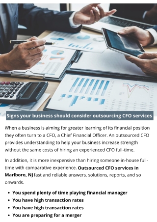 Signs your business should consider outsourcing CFO services