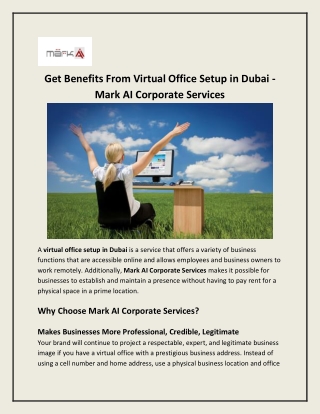 Virtual Office Setup In Dubai - Mark AI Corporate Services