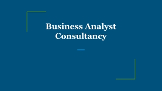 Business Analyst Consultancy