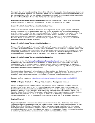 Urinary Tract Infections Therapeutics Market