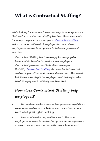 What is Contractual Staffing