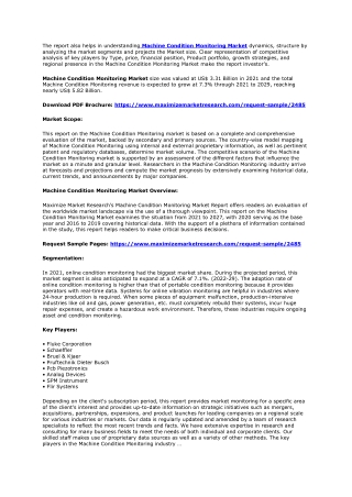 Machine Condition Monitoring Market [ How To Focus On Revenue] | Applications