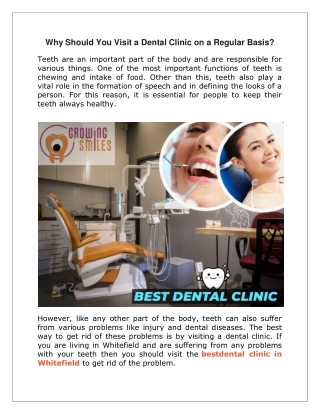 Why Should You Visit a Dental Clinic on a Regular Basis