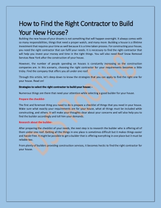 How to Find the Right Contractor to Build Your New House?
