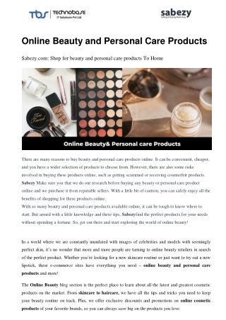 Best Online Beauty and Personal Care Products | Sabezy