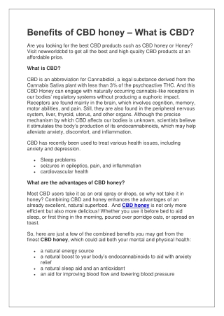 Benefits of CBD honey