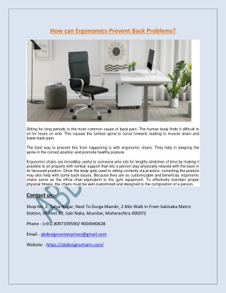 How can Ergonomics Prevent Back Problems