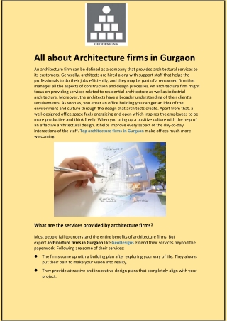 All about Architecture firms in Gurgaon