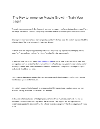 The Key to Immense Muscle Growth