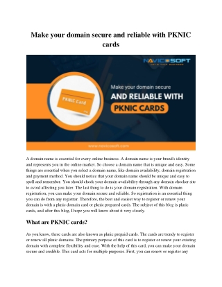 Make your domain secure and reliable with PKNIC cards