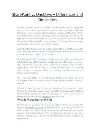 SharePoint vs OneDrive – Differences and Similarities
