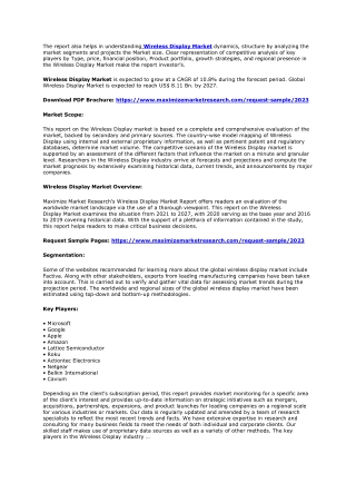 Global Wireless Display Market - Key Players & Growth Strategies Adopted By Them
