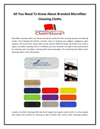 All You Need To Know About Branded Microfiber Cleaning Cloths