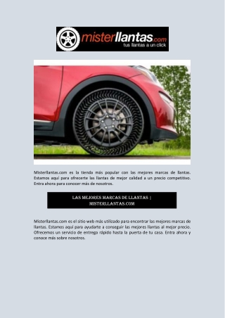 Las mejores marcas de Llantas | Misterllantas.com