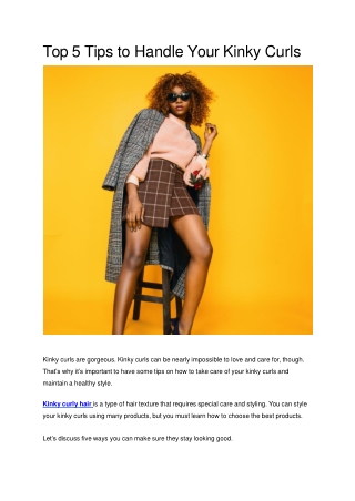 Top 5 Tips to Handle Your Kinky Curls