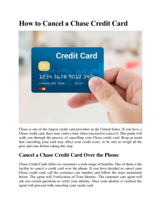 How to Cancel a Chase Credit Card