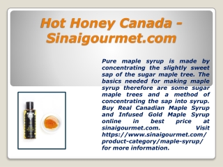 Hot Honey Canada - Sinaigourmet.com