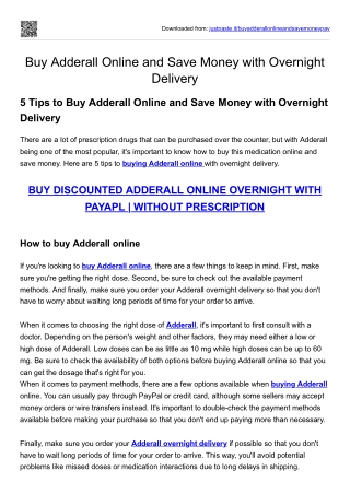 Buy Adderall Online and Save Money with Overnight Delivery