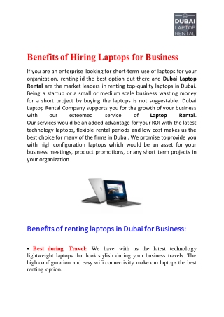 Benefits of Hiring Laptops for Business