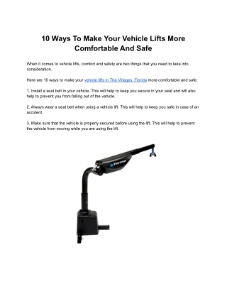 10 Ways To Make Your Vehicle Lifts More Comfortable And Safe