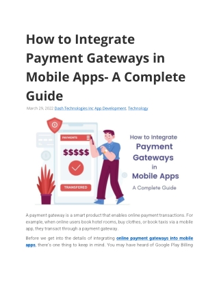 How to Integrate Payment Gateways in Mobile Apps- A Complete Guide