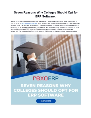 Seven Reasons Why Colleges Should Opt for ERP Software