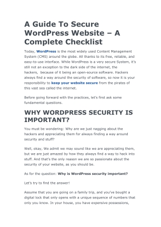 A Guide To Secure WordPress Website – A Complete Guide