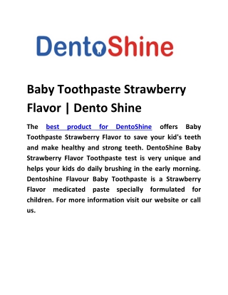 Baby Toothpaste Strawberry Flavor | Dento Shine