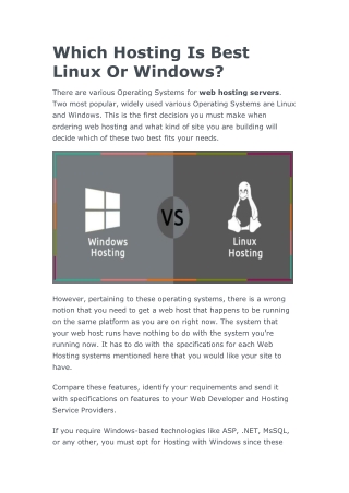 Which Hosting Is Best Linux Or Windows