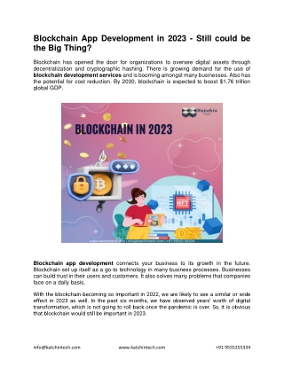 Blockchain App Development in 2023 - Still could be  the Big Thing?