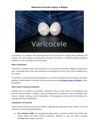 Advanced varicocele surgery in Bhopal - GMoney