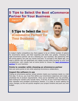 5 Tips to Select the Best eCommerce Partner for Your Business