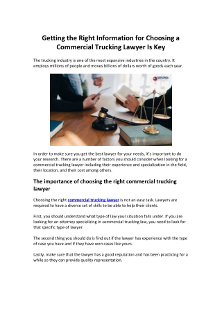 Getting the Right Information for Choosing a Commercial Trucking Lawyer Is Key