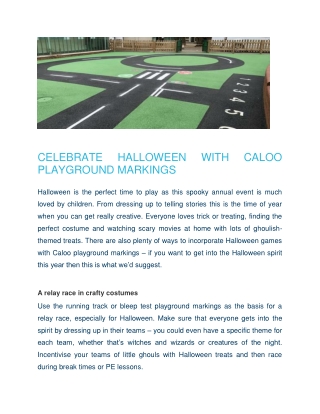 Celebrate Halloween with Caloo Playground Markings - Caloo Ltd
