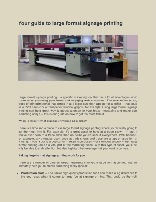 Your guide to large format signage printing - CDP Print Management