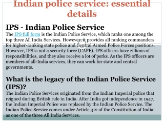 Indian police service: essential details