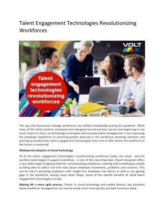 Talent Engagement Technologies Revolutionizing Workforces - Volt Consulting Group