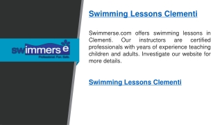 Swimming Lessons Clementi   Swimmerse.com