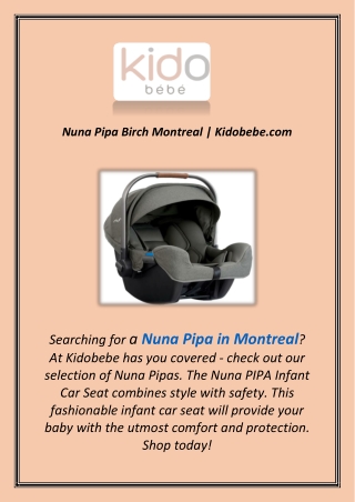 Nuna Pipa Birch Montreal | Kidobebe.com