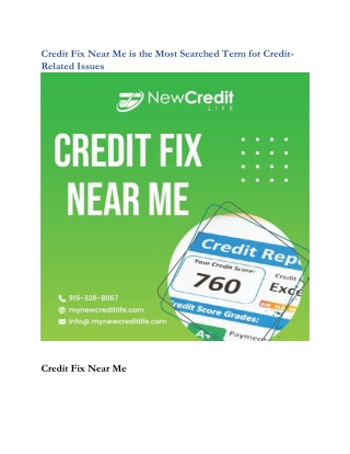 Credit Fix Near Me is the Most Searched Term for Credit-Related Issues
