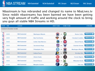 NBA LIVE SCHEDULE At  NBA Streams