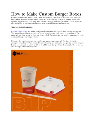 How to Make Custom Burger Boxes