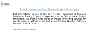 Reliable International Freight Forwarders at Gmfreight.com