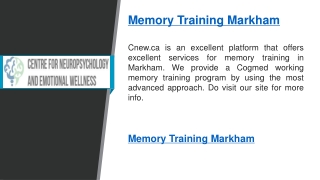 Memory Training Markham   Cnew.ca