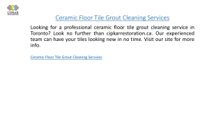 Ceramic Floor Tile Grout Cleaning Services  Cipkarrestoration.ca