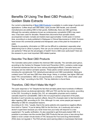 Benefits Of Using The Best CBD Products | Golden State Extracts