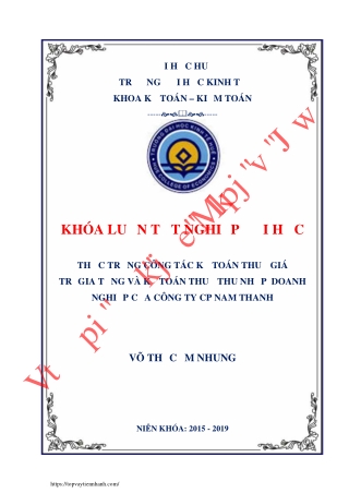 Khóa luận Thực trạng công tác kế toán thuế giá trị gia tăng và kế toán thuế