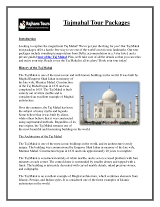 Taj Mahal Tour Packages