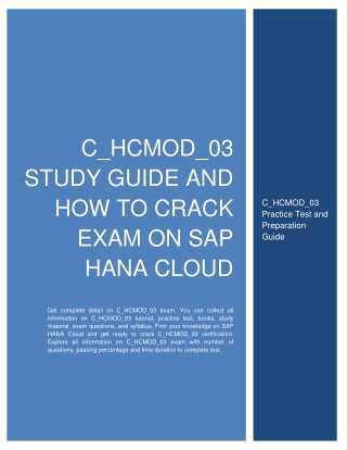 C_HCMOD_03 Study Guide and How to Crack Exam on SAP HANA Cloud