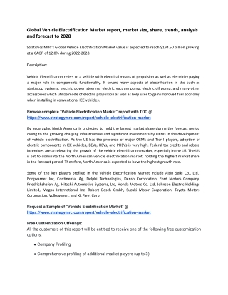 Vehicle Electrification Market
